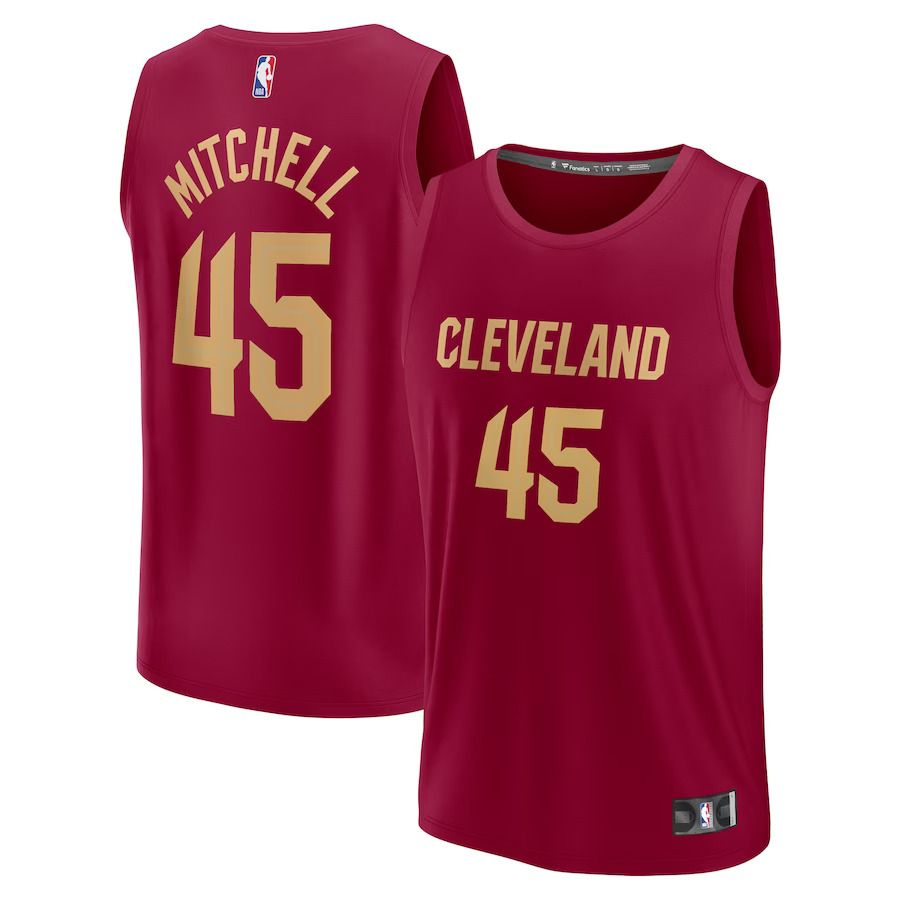 Men Cleveland Cavaliers 45 Donovan Mitchell Fanatics Branded Wine 2022-23 Fast Break Replica NBA Jersey